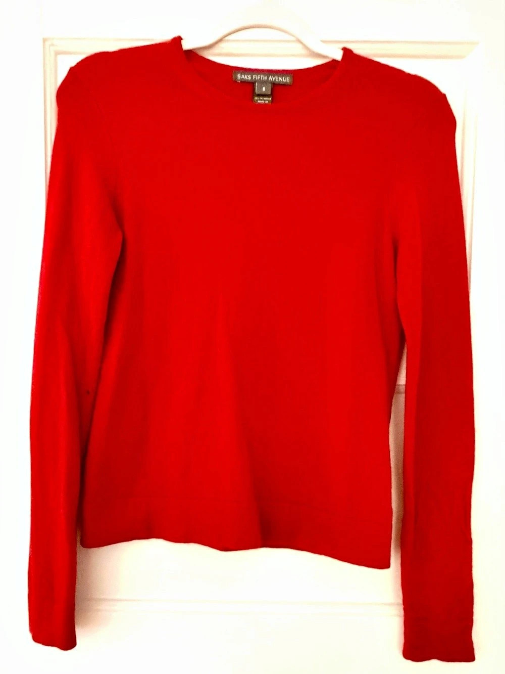 Saks Fifth Avenue Cashmere Crewneck Red Small